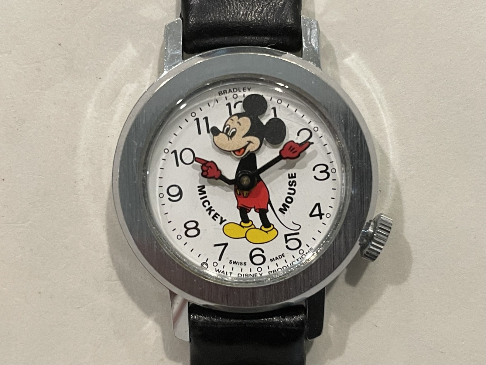 Vintage Bradley Mickey Mouse Nodding Head Swiss Watch 015 - EXE - Runs Vintage Bradley Mickey Mouse Nodding Head Swiss Watch 015 - EXE - Runs
