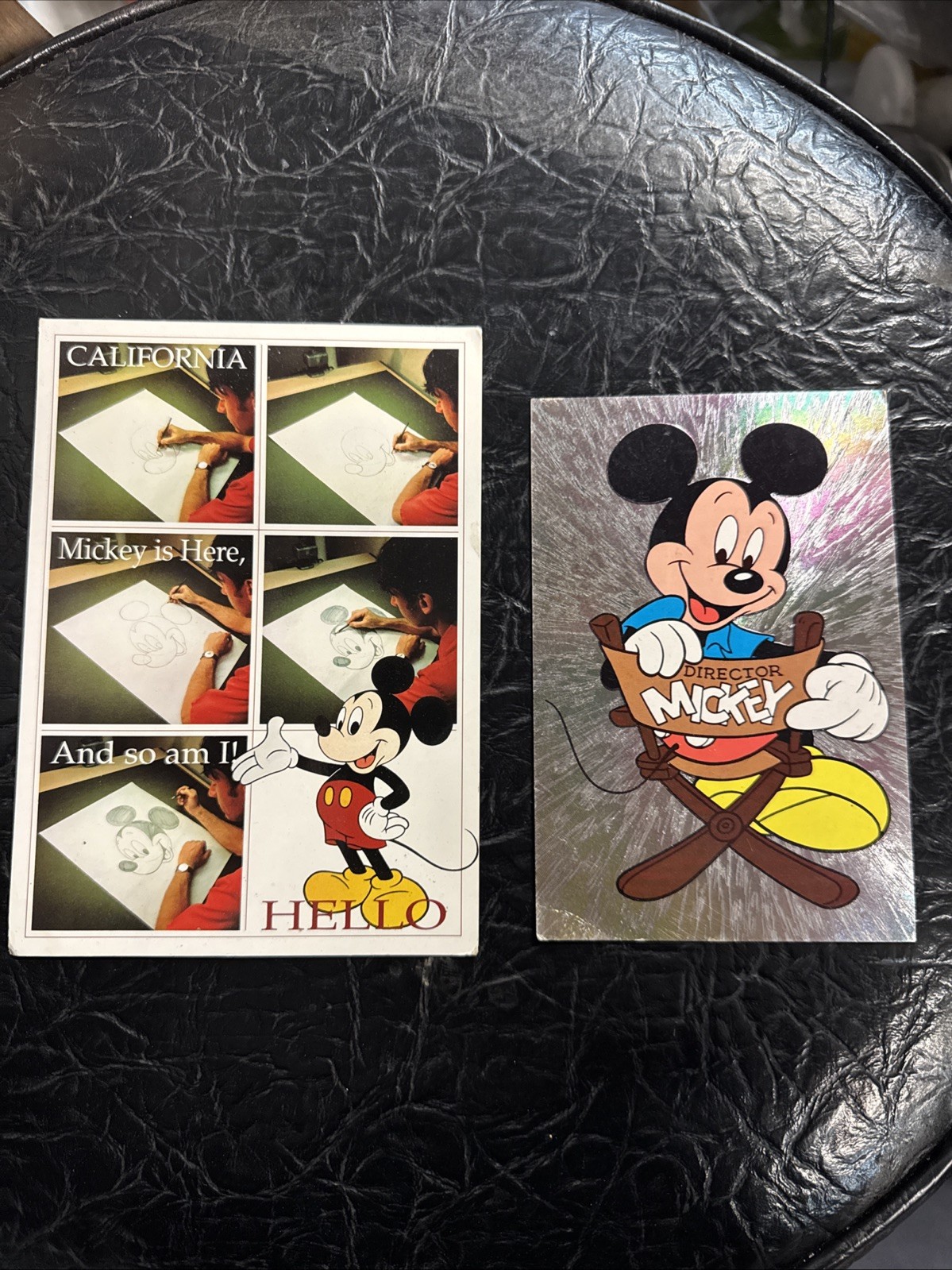Two Vintage Post Cards Disney, Mickey Mouse 70s 80s