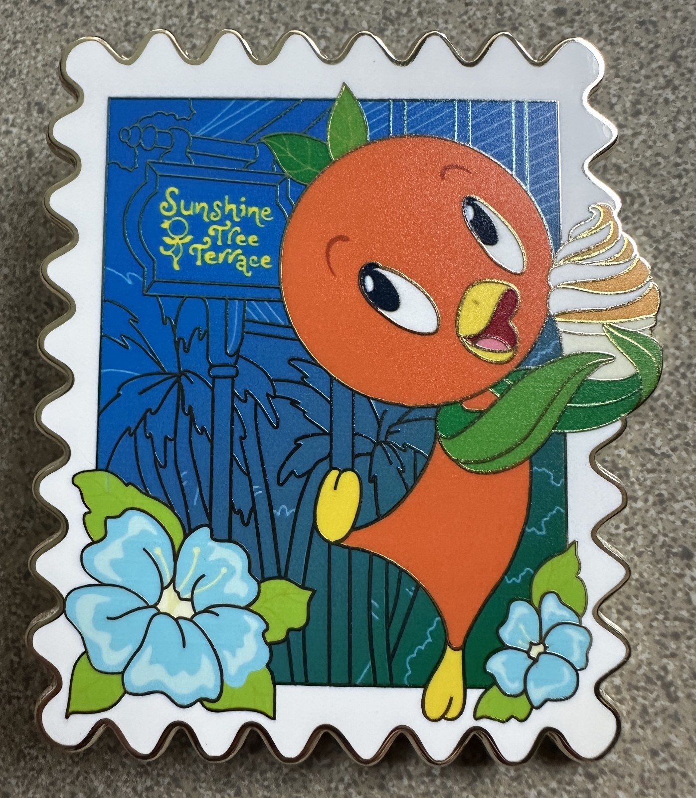 PIN ORANGE BIRD STAMP SUNSHINE TREE TERRACE 3