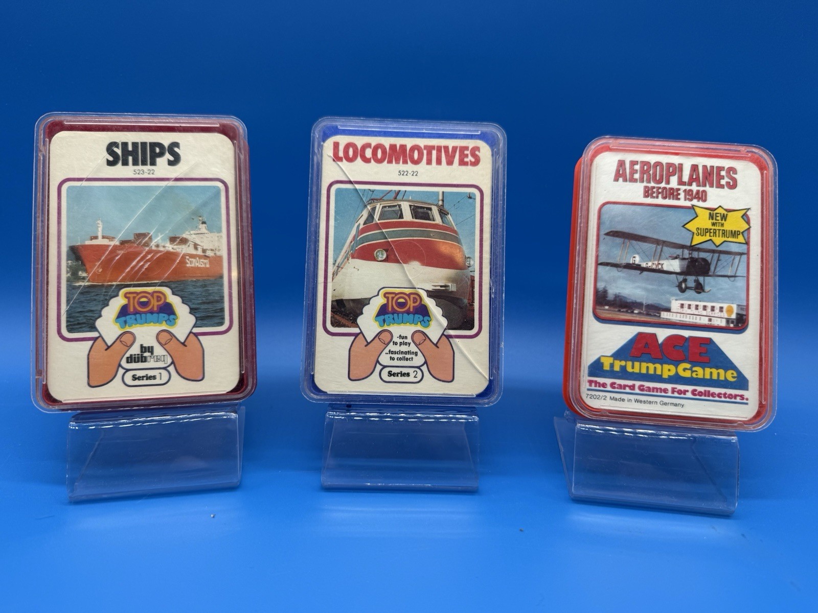 3 x Vintage 1970s Top Trumps Cards Ships Locomotives Aeroplanes Complete Sets