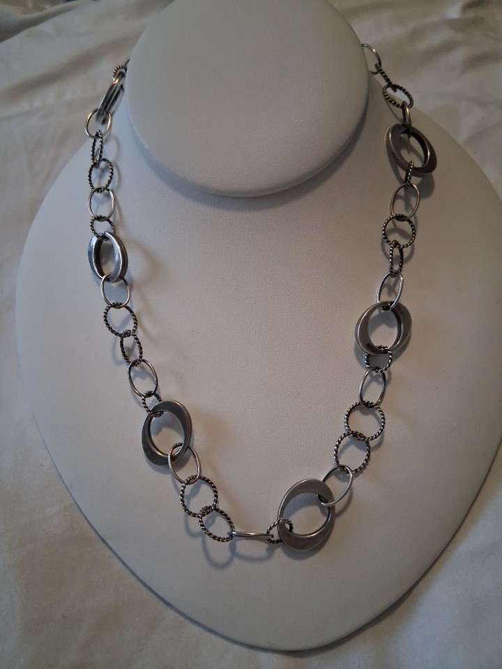 Vintage Sterling Silver tone ring chain necklace Vintage Sterling Silver tone ring chain necklace