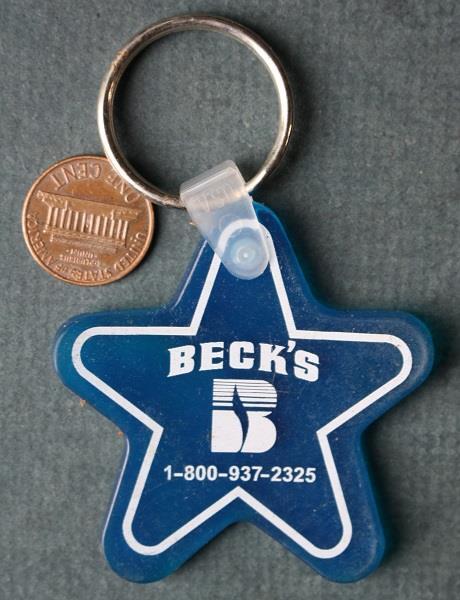 1980-90s Era Atlanta Indiana Beck\'s Hybrid Seeds star shaped keychain SCARCE---