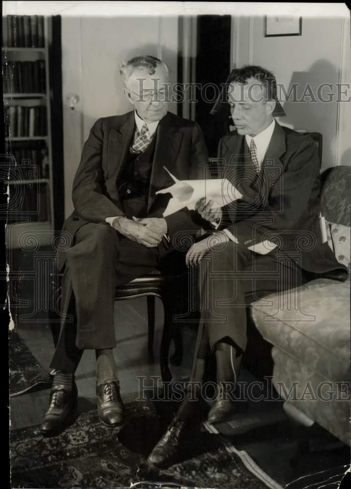 1929 Press Photo Colonel Theodore Roosevelt and associate in New York office 1929 Press Photo Colonel Theodore Roosevelt and associate in New York office