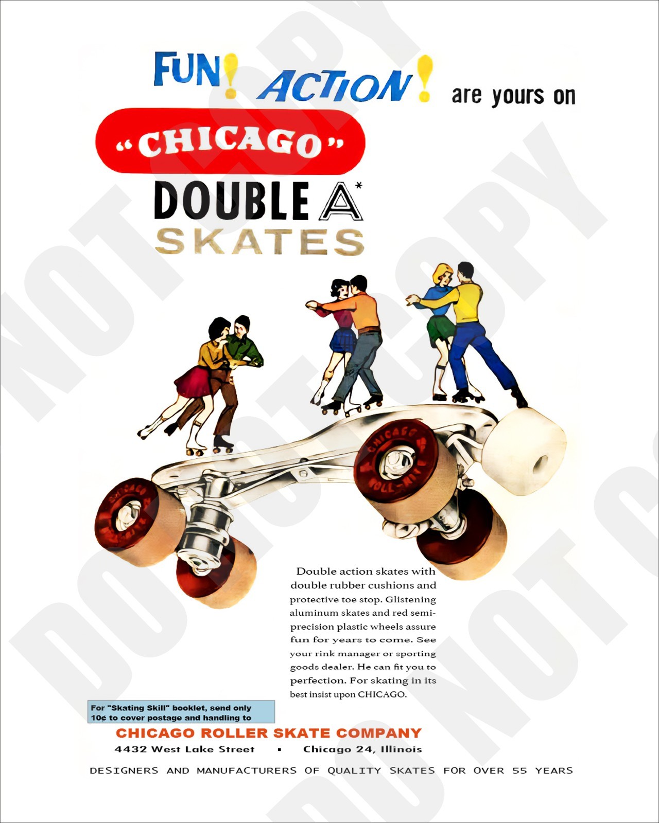 1962 Chicago Roller Skate Co Ad in a Magazine Comic Book Ad Repro 8x10 Photo