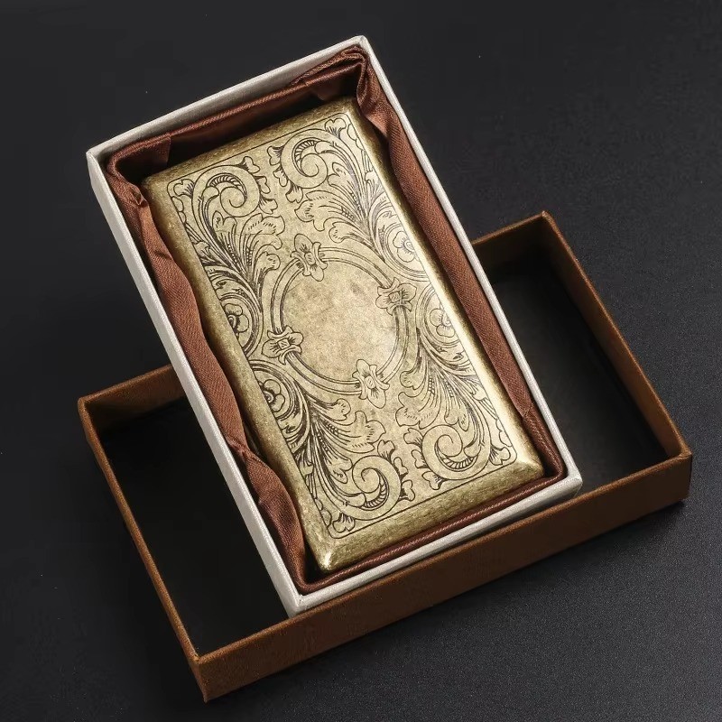 Retro Bronze Metal Cigarette Case Holder Box For King Size or 20's Cigarettes US