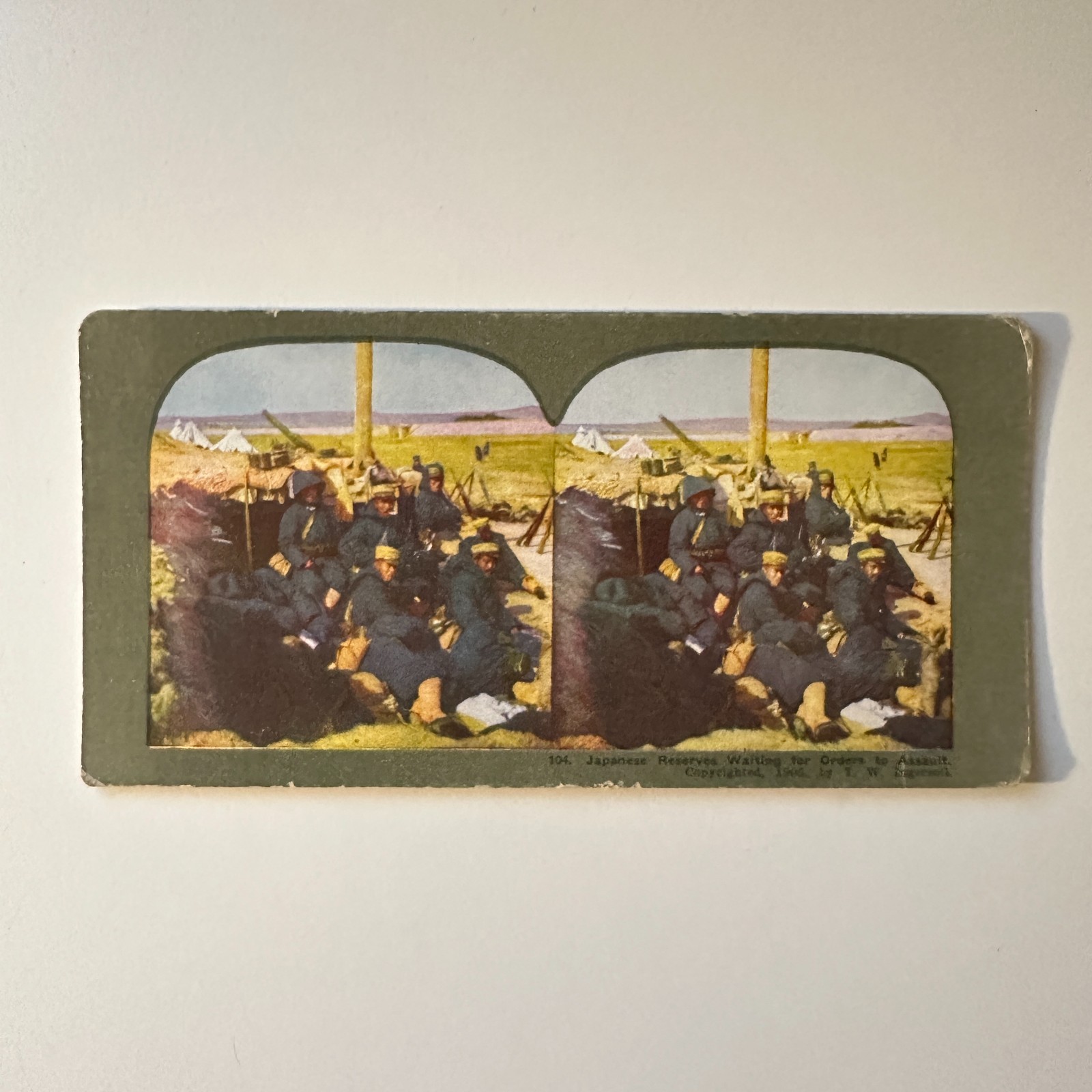 Japanese Reserves Waiting For Orders To Assault Antique Stereoview Card 5H6-6