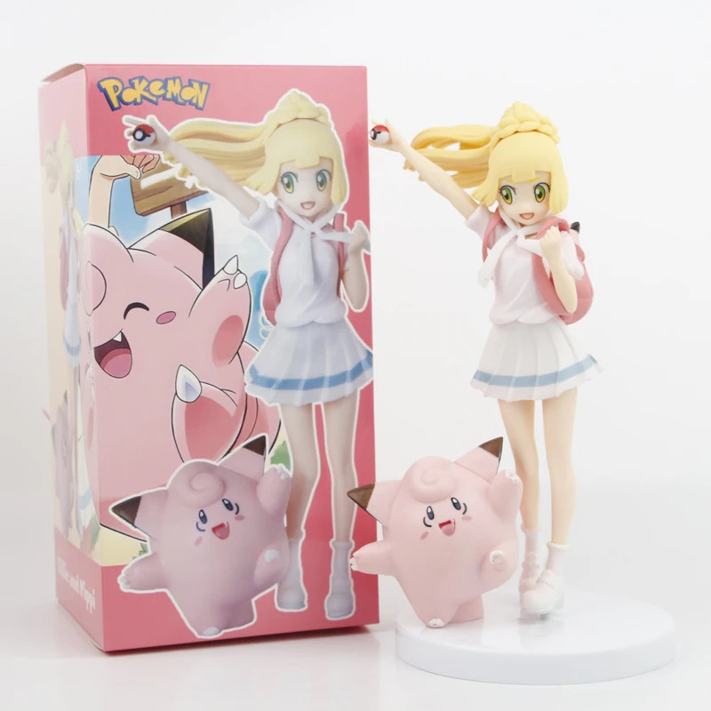 Pokemon Lillie with Clefairy Anime Action Figure Toys 19CM Pokemon Lillie with Clefairy Anime Action Figure Toys 19CM