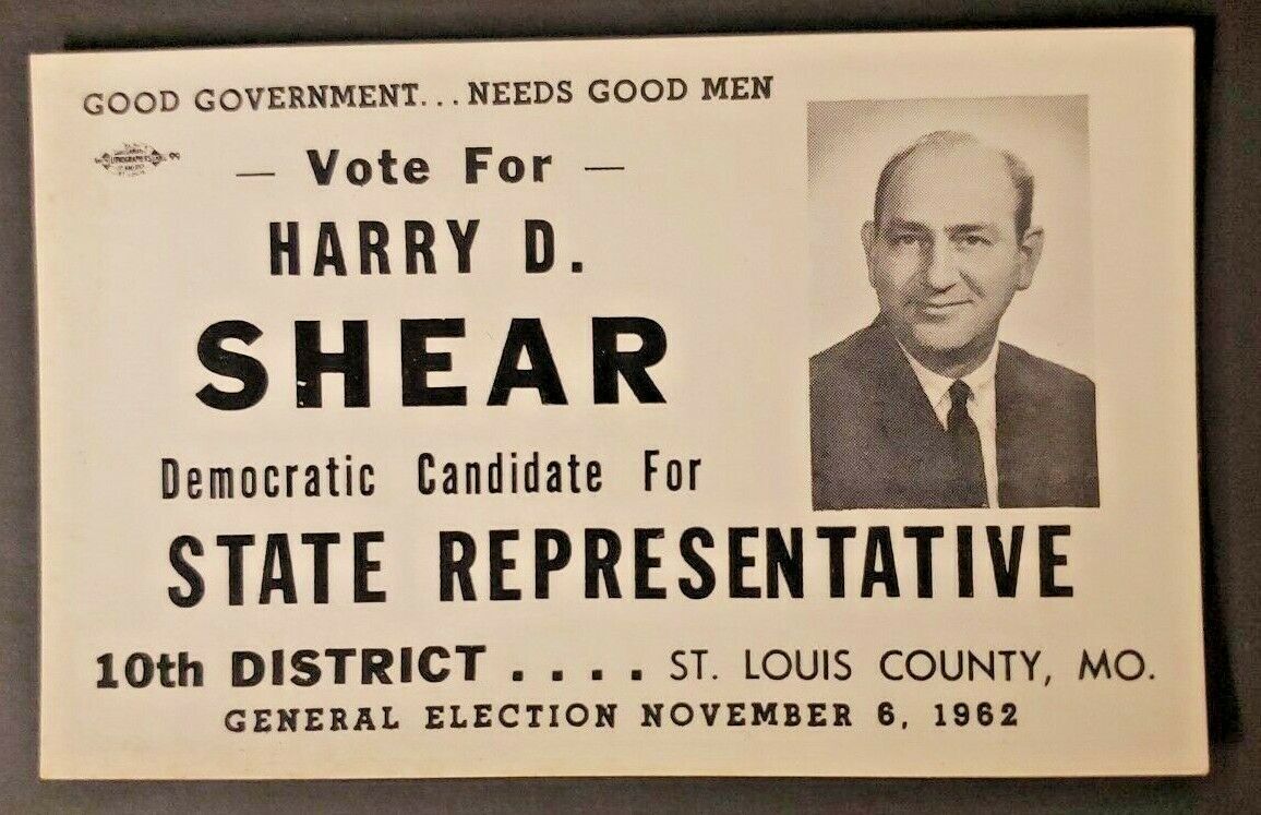 Vtg 50s Election Campaign Card Democratic Candidate Historical Ephemera PB12
