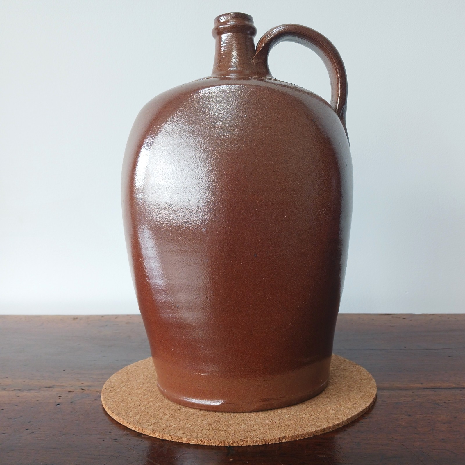 Attractive Mid Size Vintage French Stoneware Brown Bottle - Perhaps for Calvados