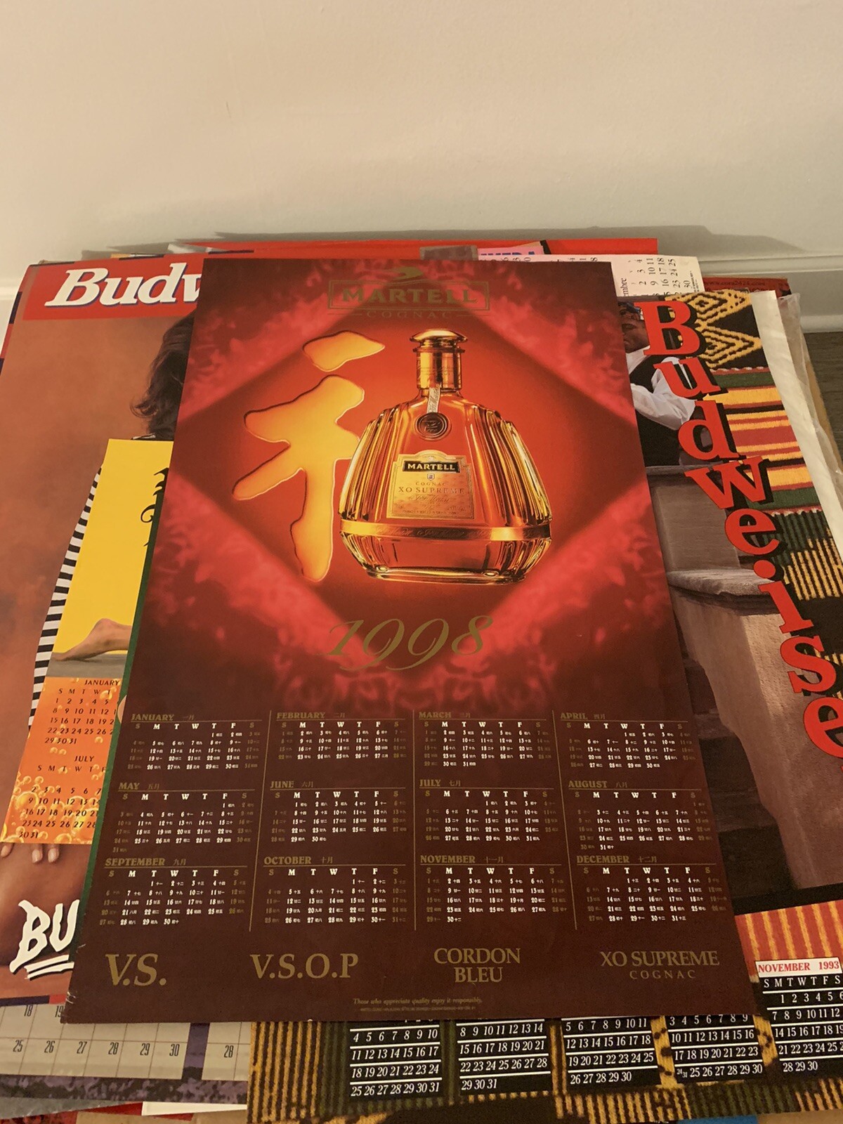 Vintage Poster 30”x18” Martell Cognac 1998 Calendar VS VSOP Cordon Buy 1 Get 1