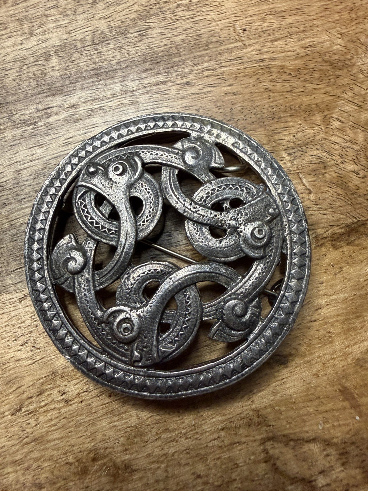 Vintage Astri Holthe Norway Silver Tone Celtic Viking Dragon Brooch Pendant Pin Vintage Astri Holthe Norway Silver Tone Celtic Viking Dragon Brooch Pendant Pin
