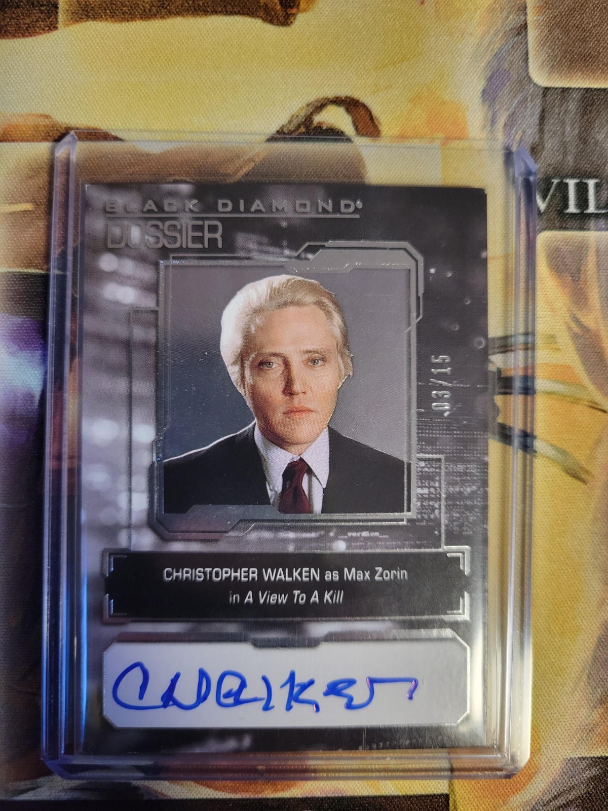 2025 James Bond Black Diamond 03/15 Christopher Walken as Max Zorin Auto 2025 James Bond Black Diamond 03/15 Christopher Walken as Max Zorin Auto