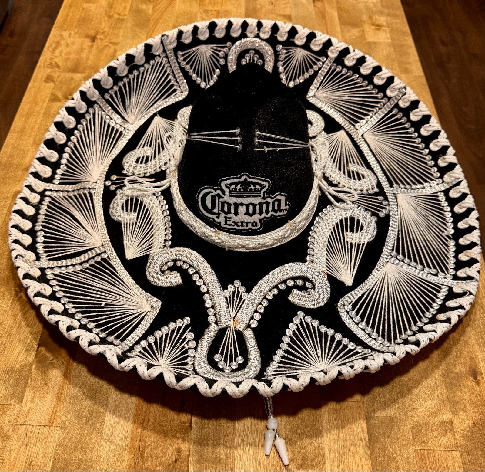 Black Silver Mexican Sombrero Mariachi Hat