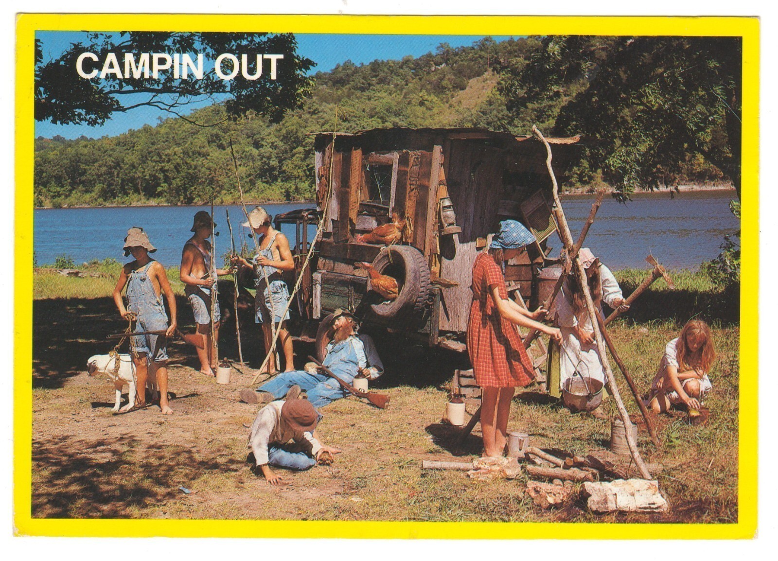Humorous Family Camping Out Postcard