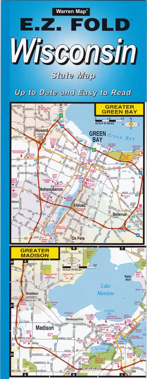 Wisconsin EZ Fold Laminated Folding Road Map Wisconsin EZ Fold Laminated Folding Road Map