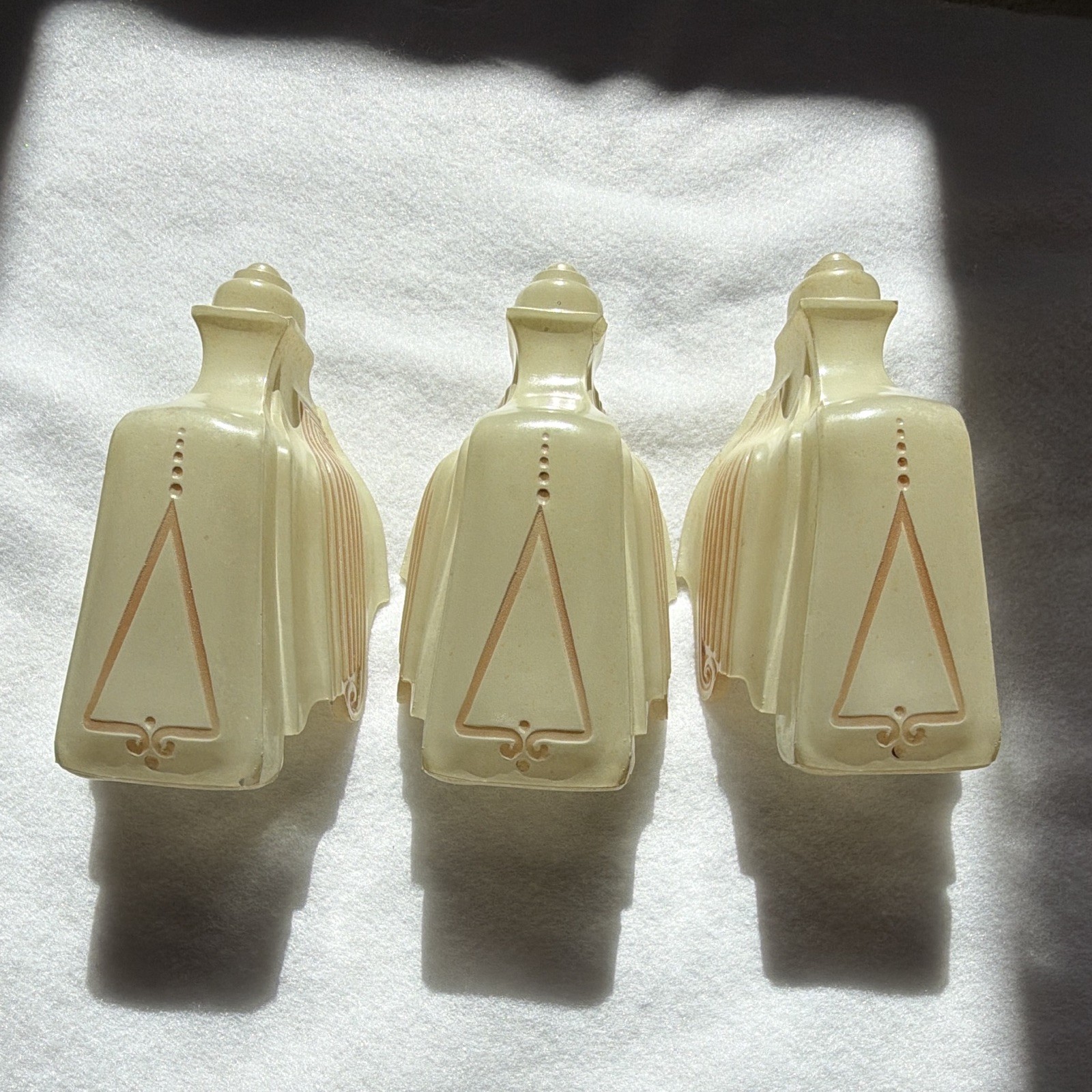 Vtg 1930\'s Art Deco Slip Shade Custard Amber Glass Sconce Replacement Lot of 3