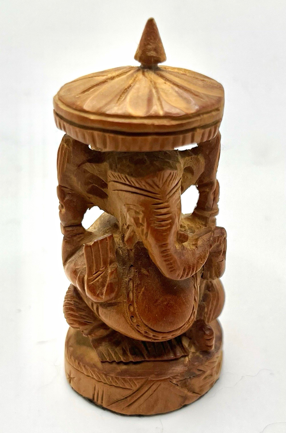 VTG Hand Carved Wooden Ganesha Hinduism Statue Figurine Ganesh India elephant