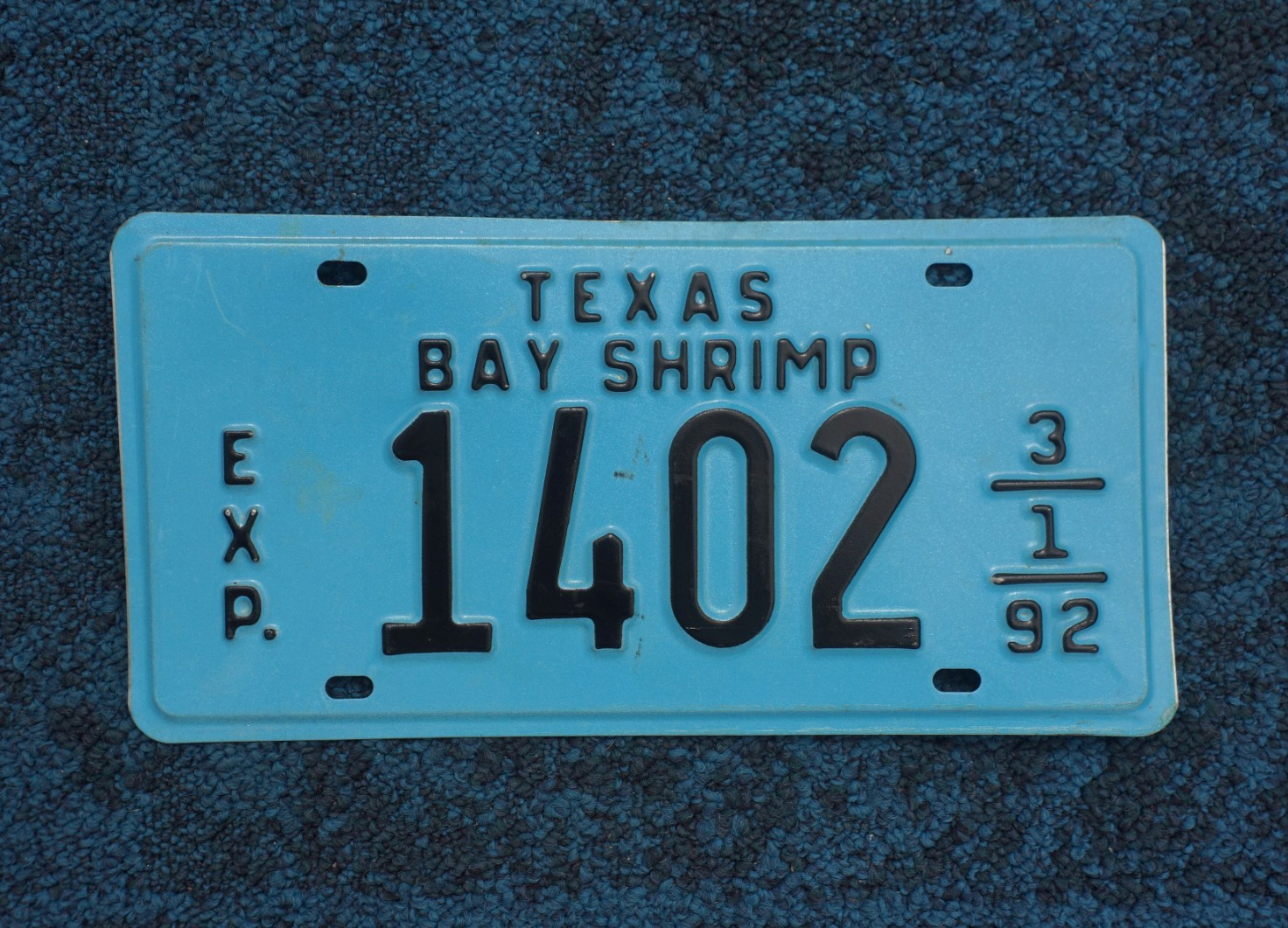 1992 Texas BAY SHRIMP License Plate 1992 Texas BAY SHRIMP License Plate