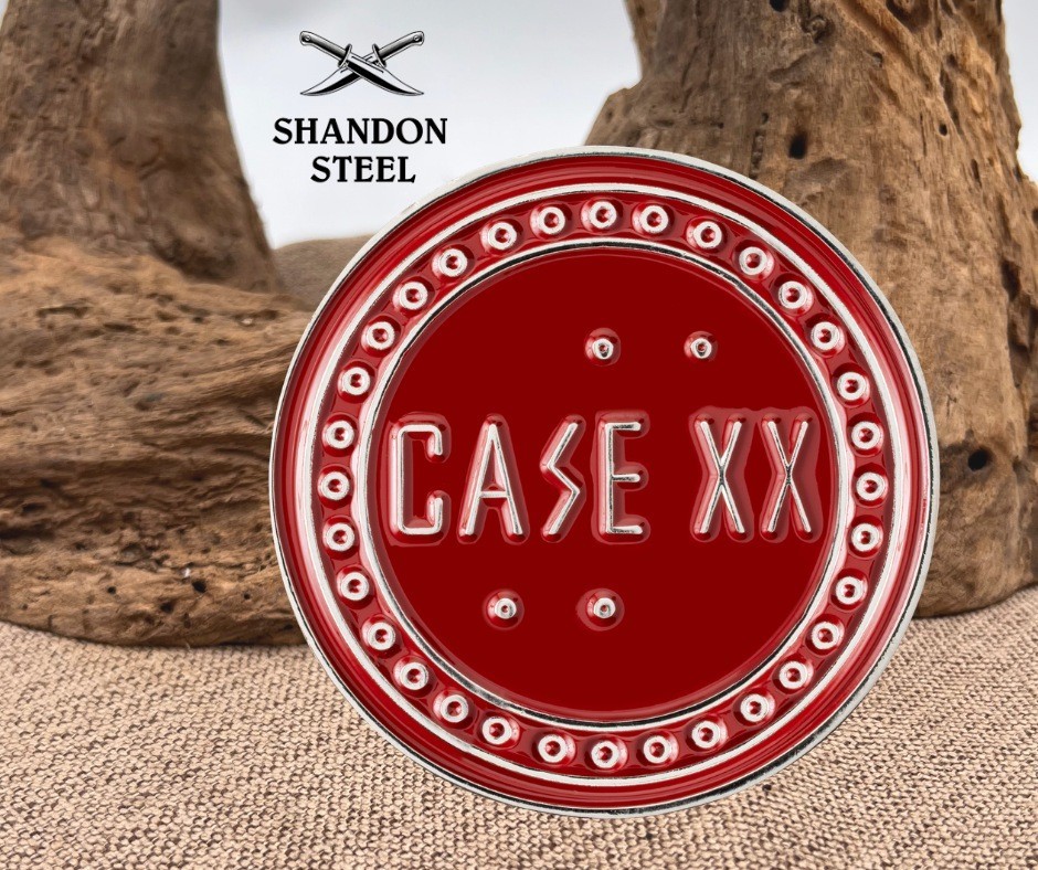 Case XX Knives 2026 Red & Antique Silver 50295 Collectors Challenge Coin Case XX Knives 2026 Red & Antique Silver 50295 Collectors Challenge Coin