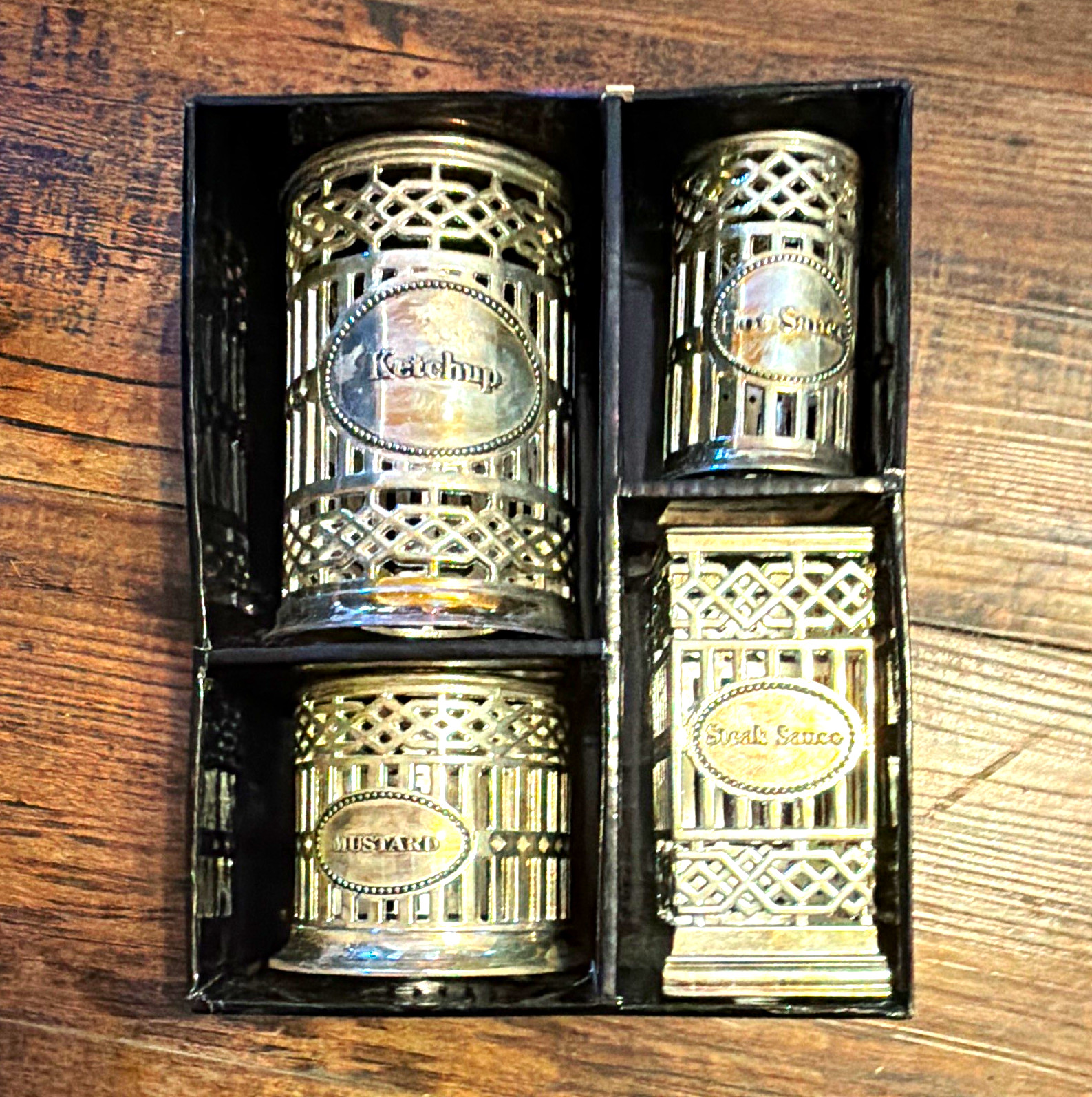 Vintage Godinger Silver Plated Condiment Set in Original Box