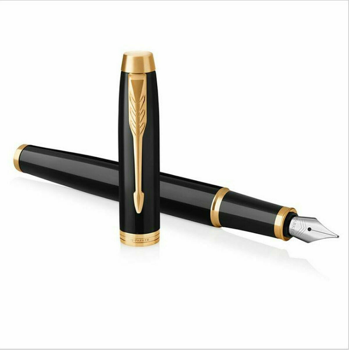 Good Black/Gold Clip Parker IM Series Fine (F) Nib Fountain Pen No Box