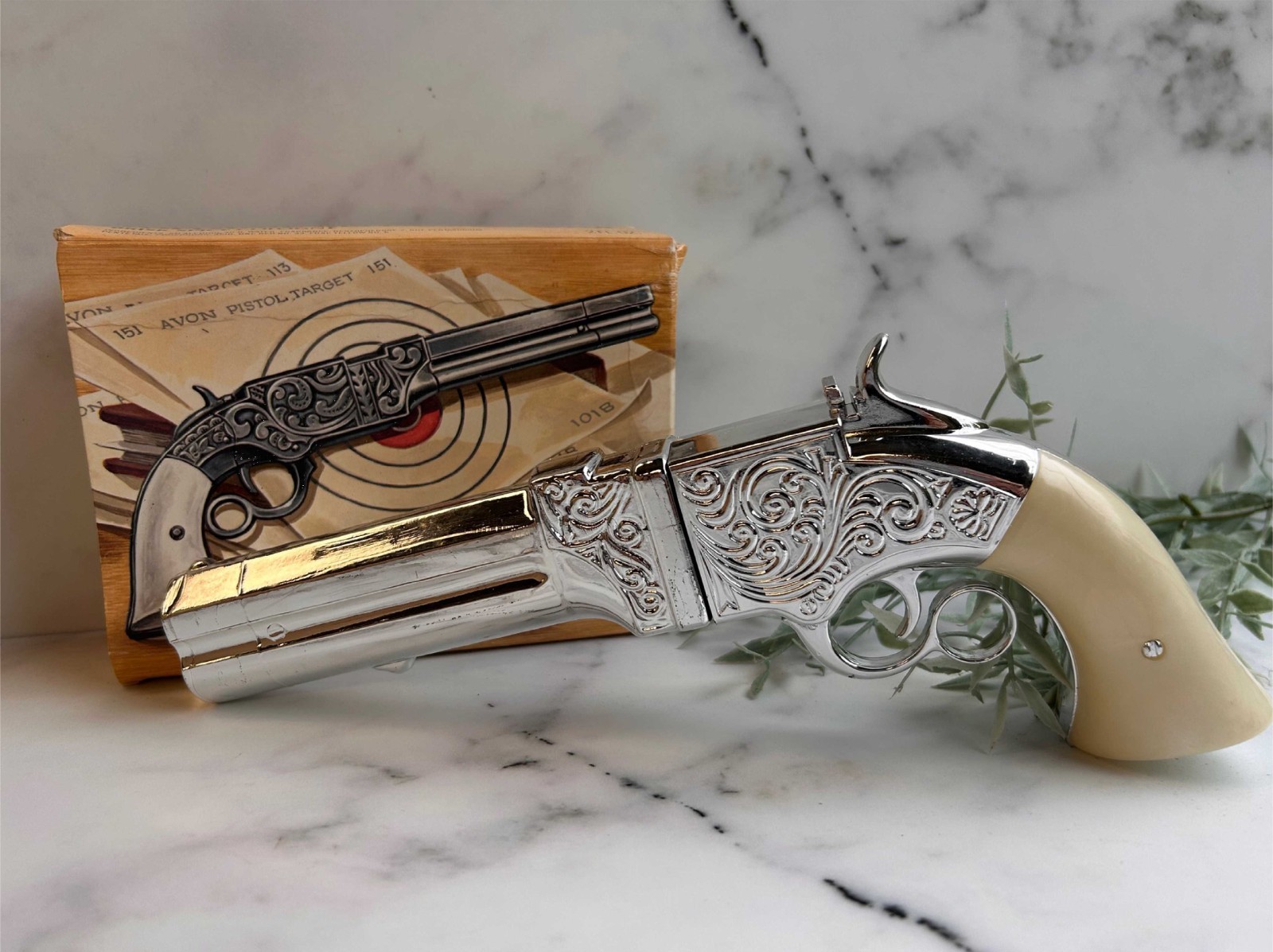Vintage Avon Volcanic Repeating Pistol With Brisk Spice Cologne, Never Opened