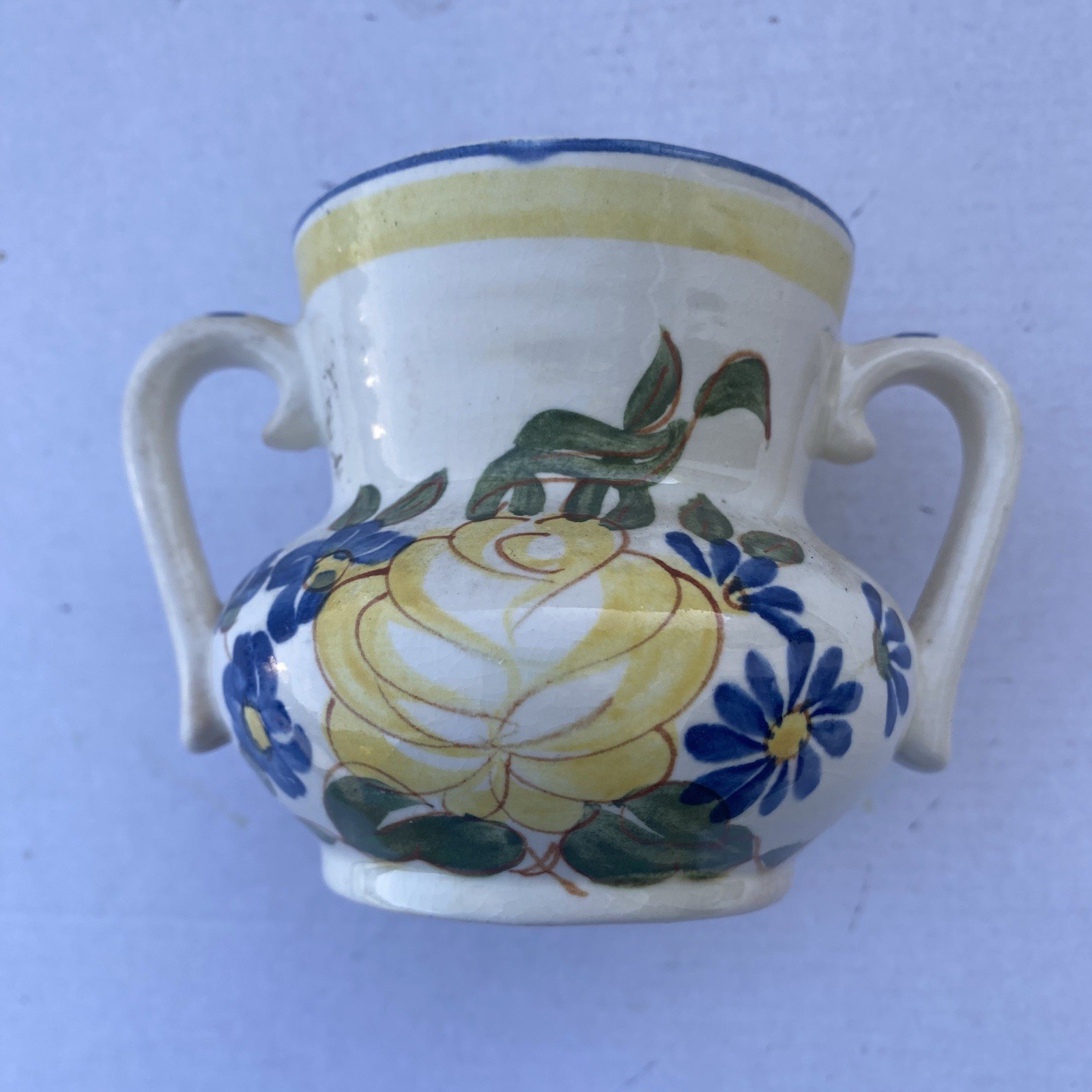 Vase Vintage 1940s Redwing Double Handle Hand Painted Botanical Ceramic Small Vase Vintage 1940s Redwing Double Handle Hand Painted Botanical Ceramic Small
