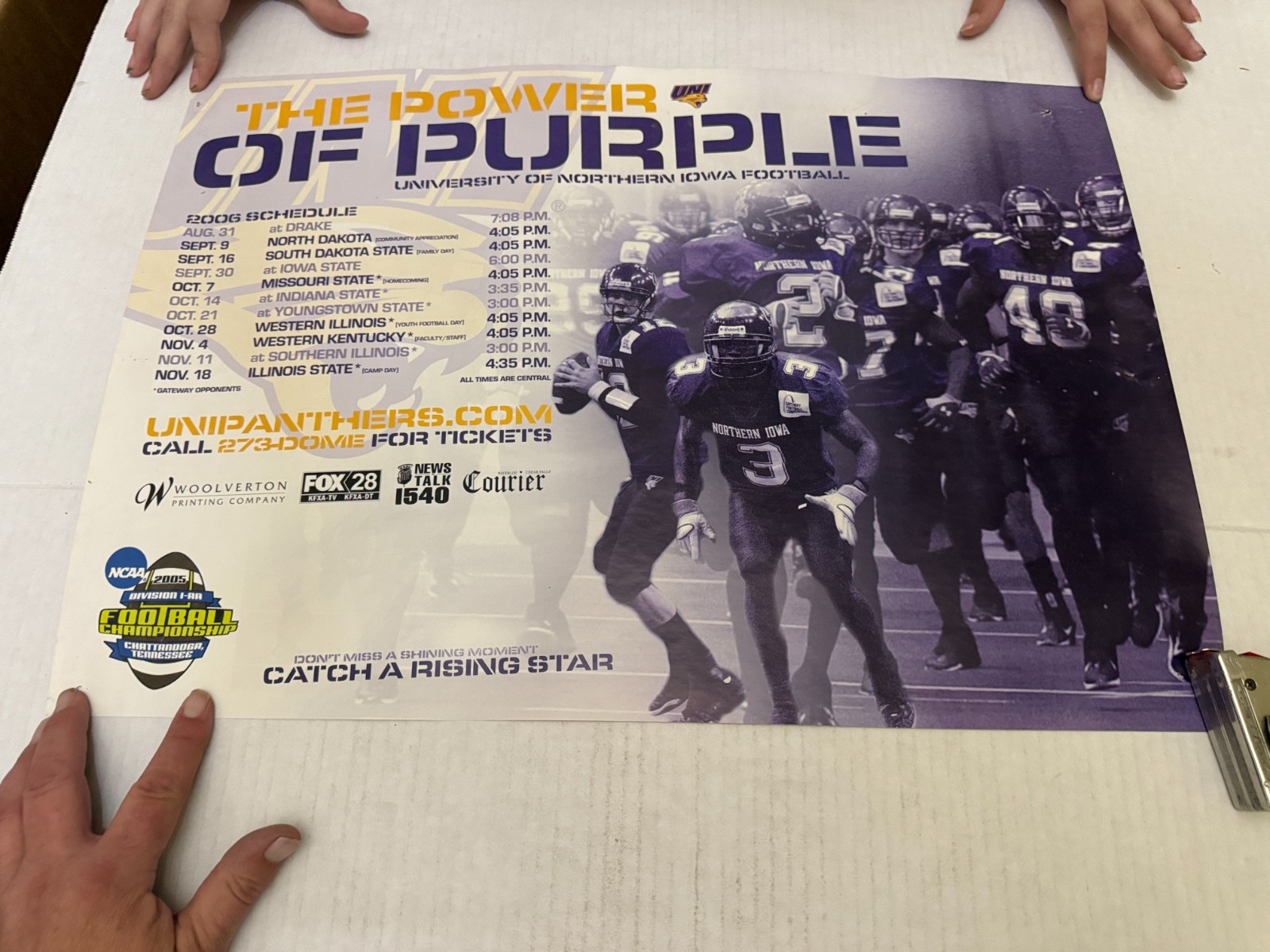 2005 UNI Football Schedule University of Northern Iowa Poster