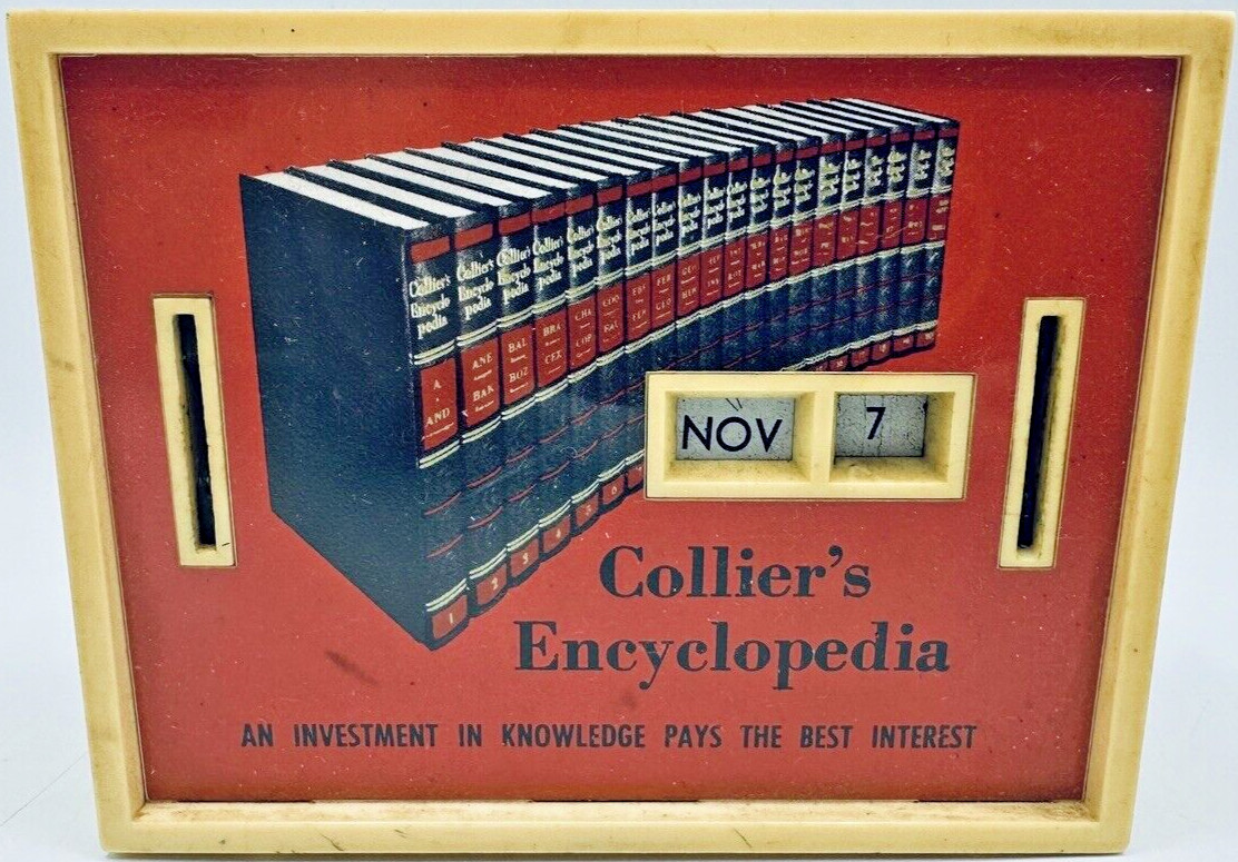 Collier's Encyclopedia All Coin Calendar Bank Red & Yellow No Key Vintage 1960's