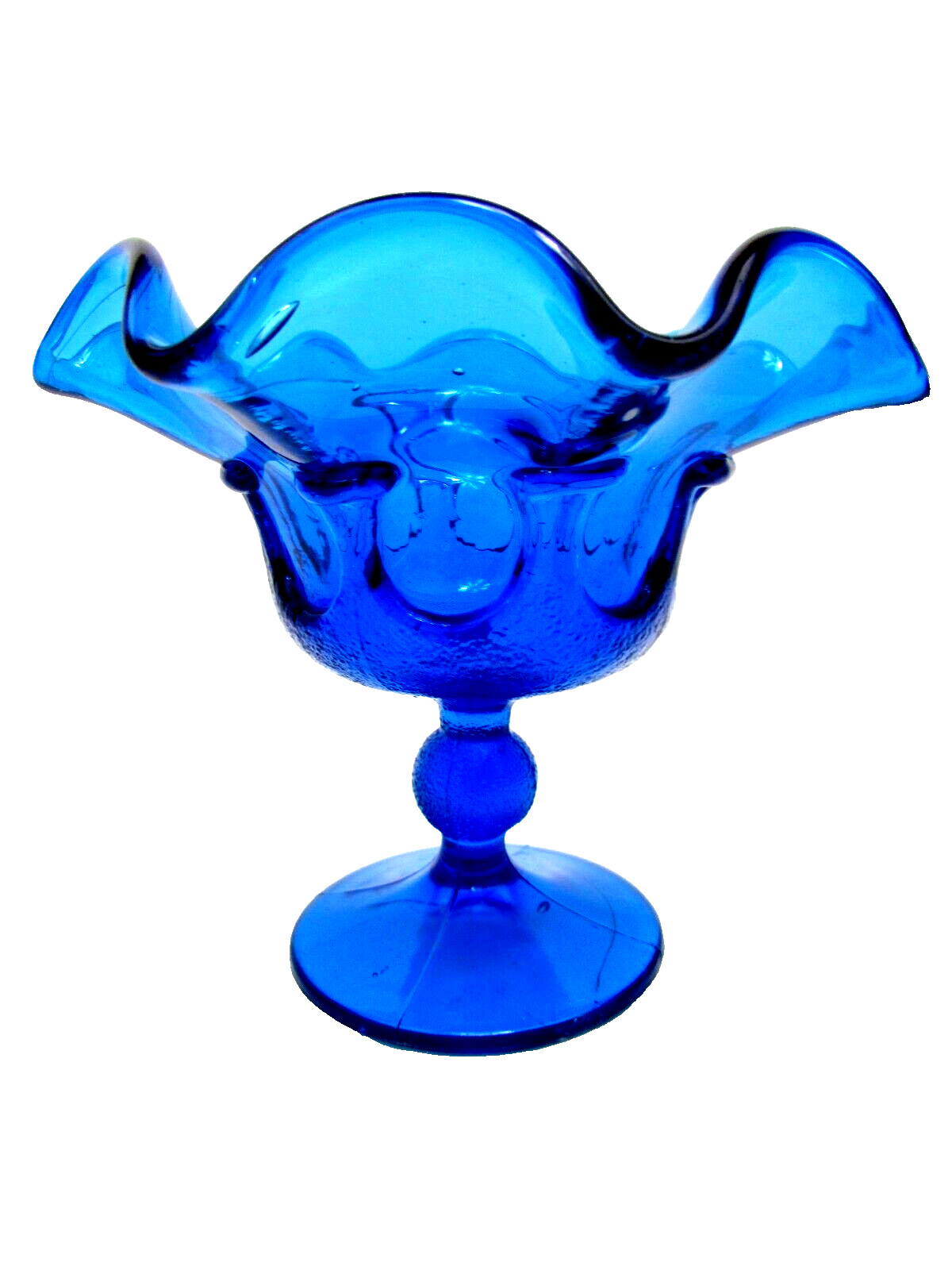Stelvia Glass Company Compote Footed Bowl Blue Wayne Husted Blenko design Italy