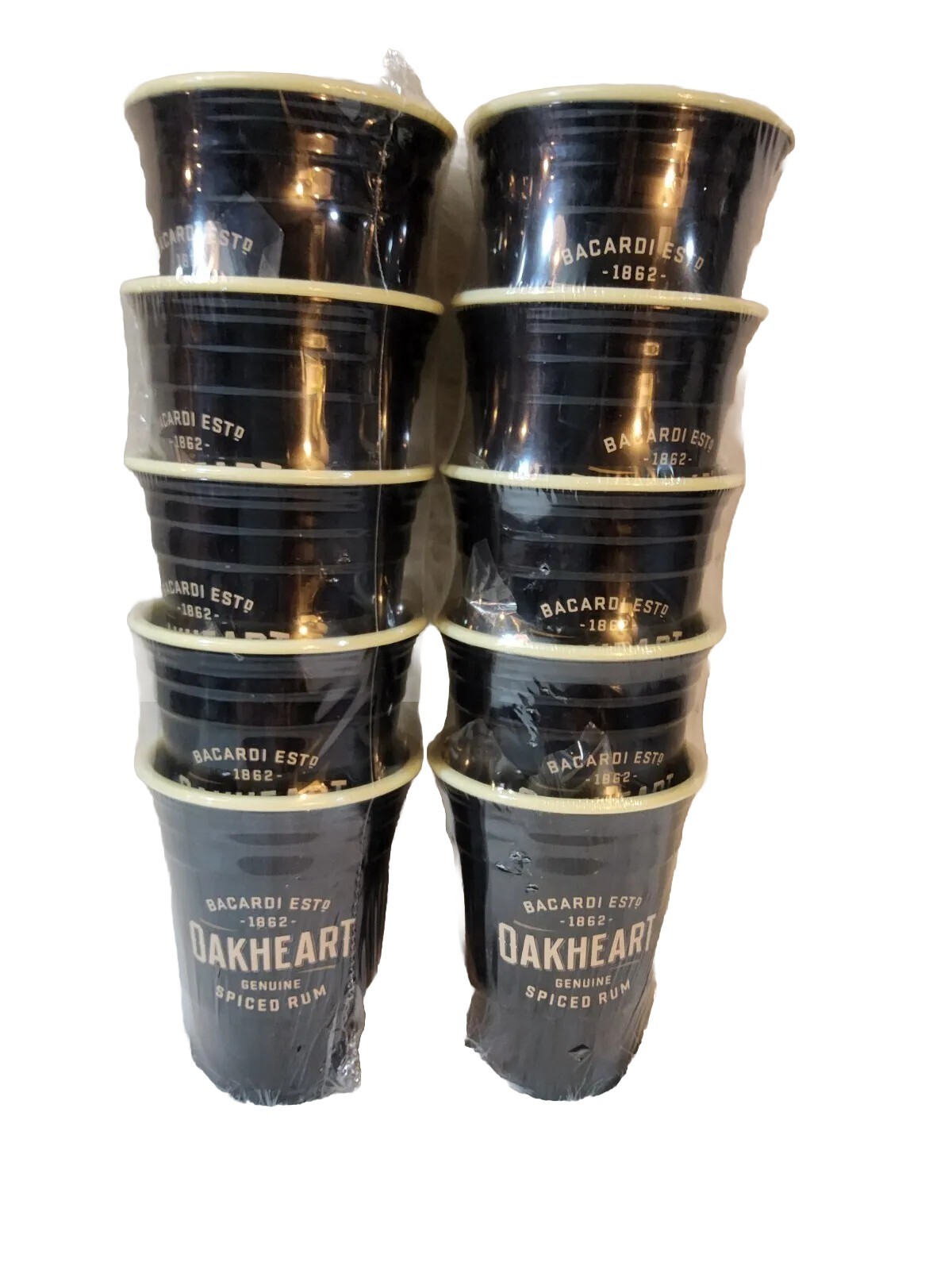 Bacardi Estd 1862 Oakheart Heavy Duty Plastic Cups Genuine Spiced Rum Lot Vtg Bacardi Estd 1862 Oakheart Heavy Duty Plastic Cups Genuine Spiced Rum Lot Vtg