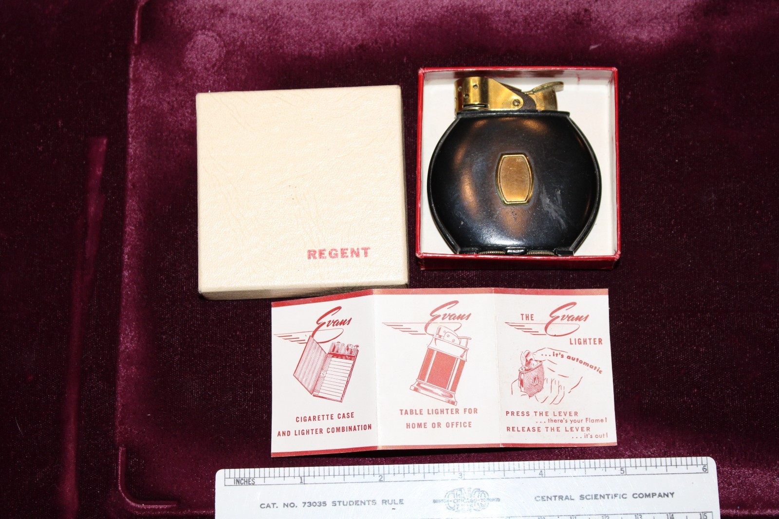 Vintage 1940\'s Evans Spitfire pocket lighter with windguard BOX INSTRUCTIONS