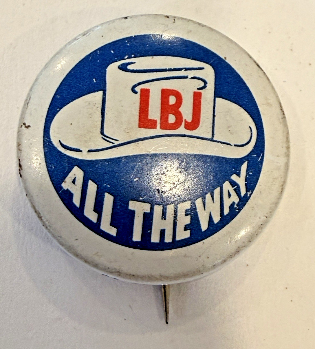 Vintage 1964 LBJ All the Way Lyndon Johnson Political Campaign Button Pin 7/8\
