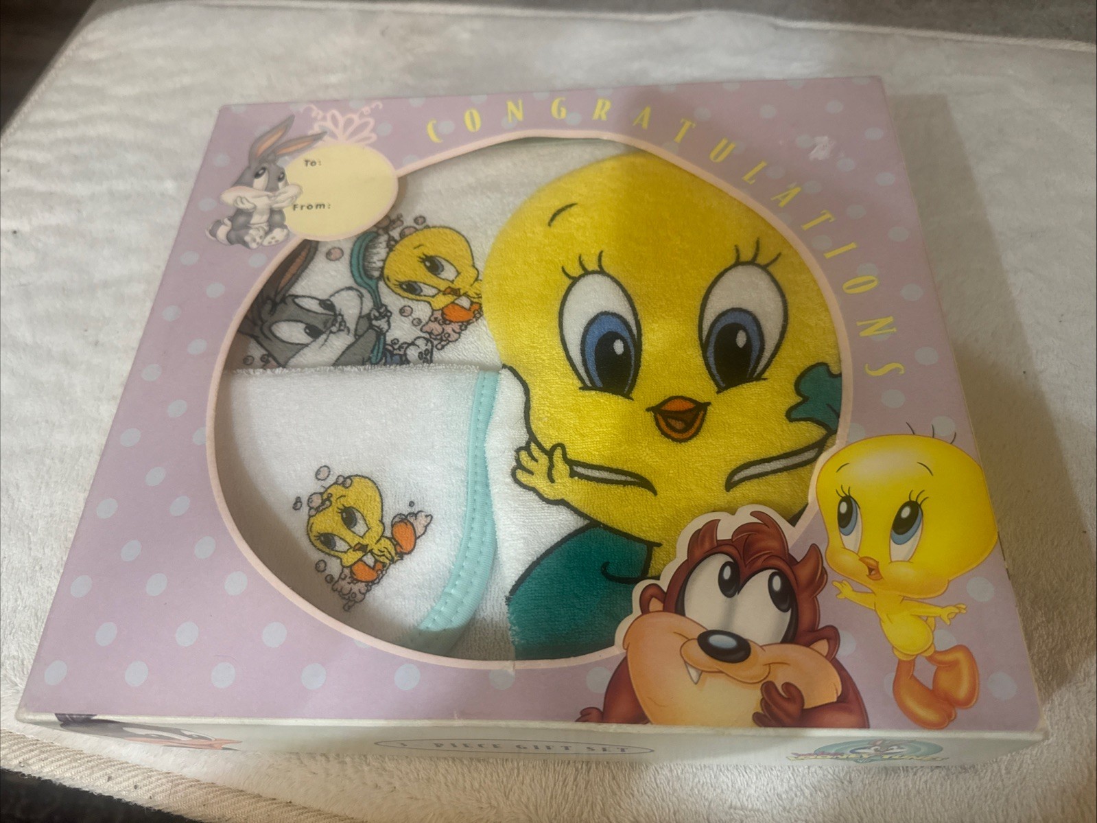 Vintage 1999 Gerber Baby Looney Tunes 3 Piece Bath Gift Set Brand New NOS RARE