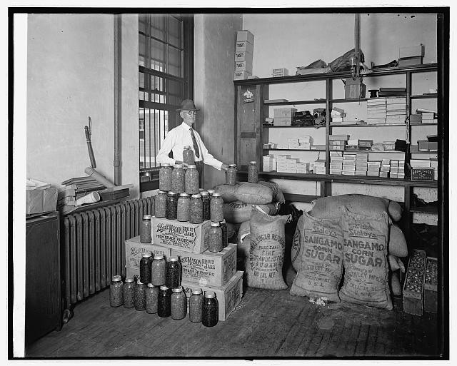 Prohibition 1920s Confiscated Bootleg Paraphernalia Jars Sugar Bags Office