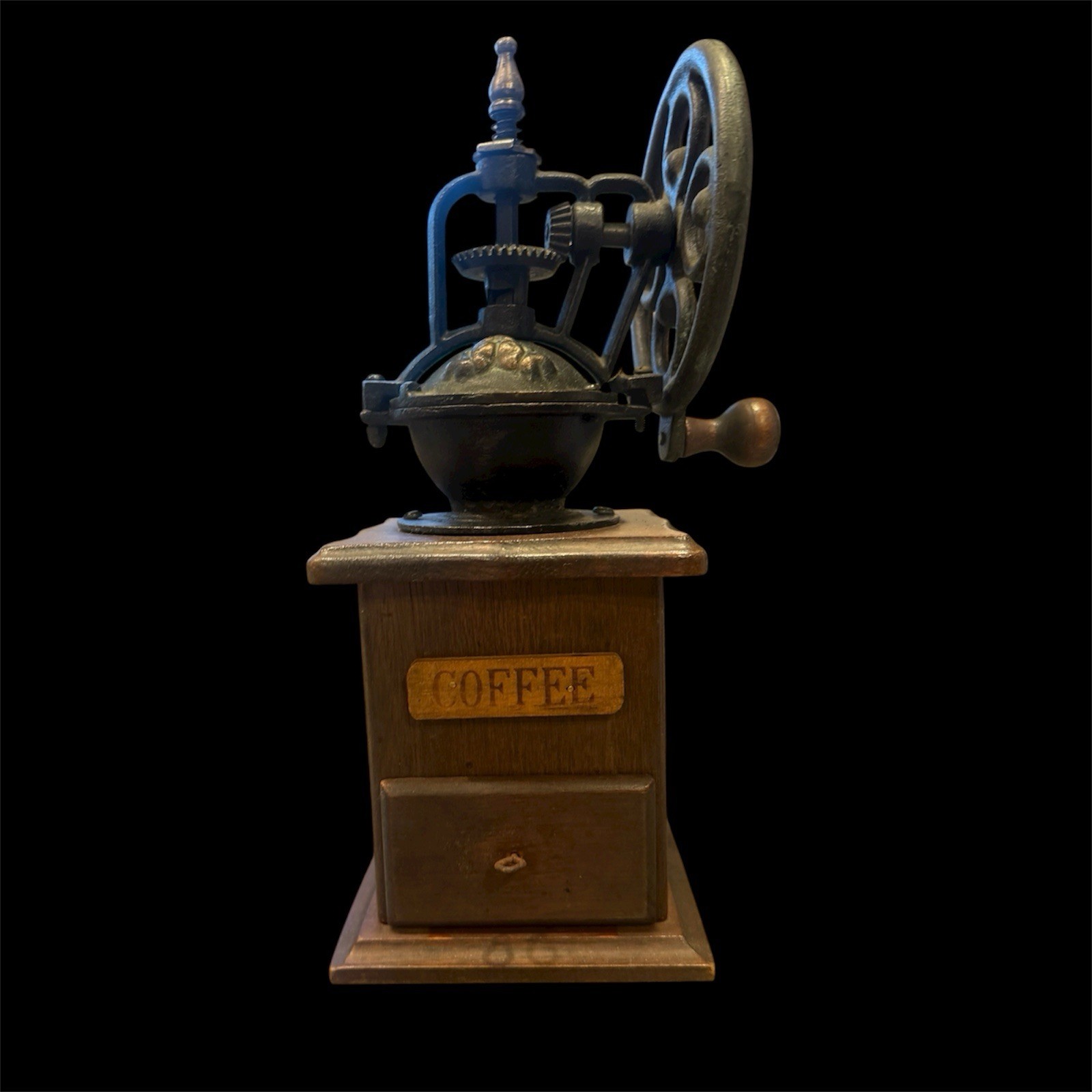 Vintage Antique Hand Wood Coffee Grinder Iron Crank Handle with Drawer 12” Vintage Antique Hand Wood Coffee Grinder Iron Crank Handle with Drawer 12”