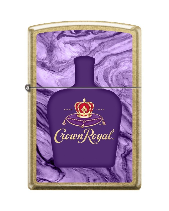 Zippo 3610, Crown Royal Logo Design, Street Brass Finish Lighter, NEW Zippo 3610, Crown Royal Logo Design, Street Brass Finish Lighter, NEW