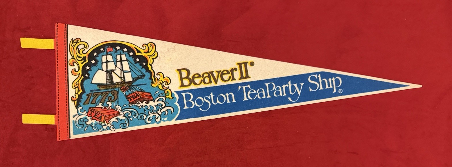 Vintage Beaver II Boston Tea Party Ship 25 Inch Travel Pennant 1773