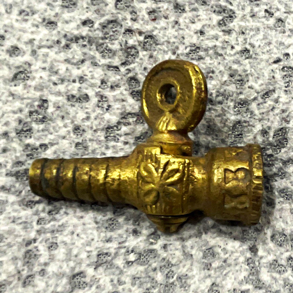 Vintage Miniature Brass Plumbing Stop Valve Fitting w/ Decorative Motif