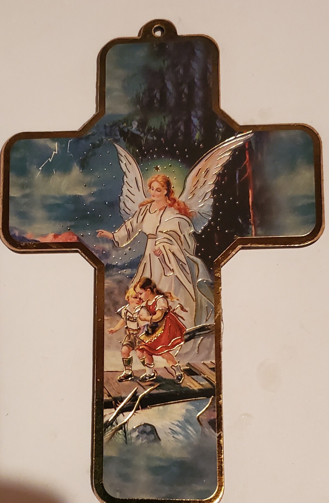 PICTURE CROSS ON WOOD - GUARDIAN ANGEL PICTURE CROSS ON WOOD - GUARDIAN ANGEL