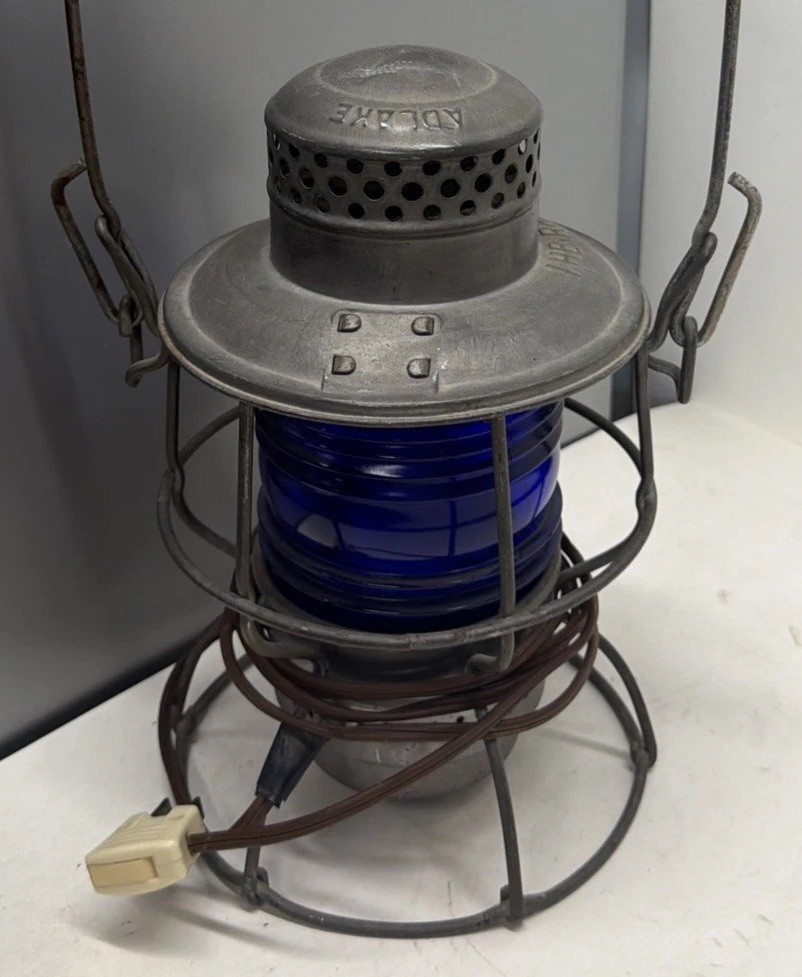 Vintage Adlake Westlake Co. Railroad Lantern w/ Blue Globe I.H.B. RR Vintage Adlake Westlake Co. Railroad Lantern w/ Blue Globe I.H.B. RR