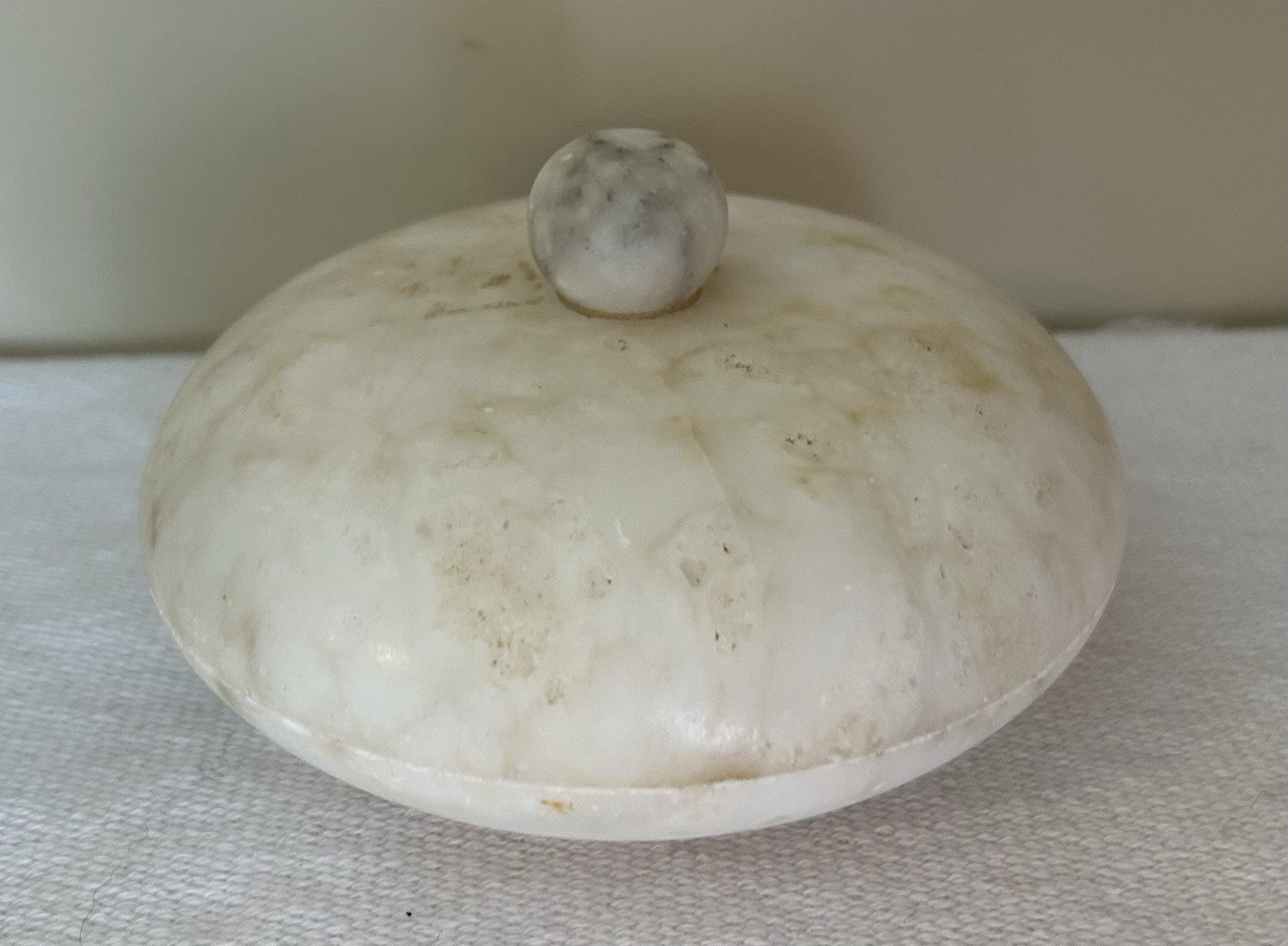 Vintage Alabaster Powder Dish and Lid 5” x 3”