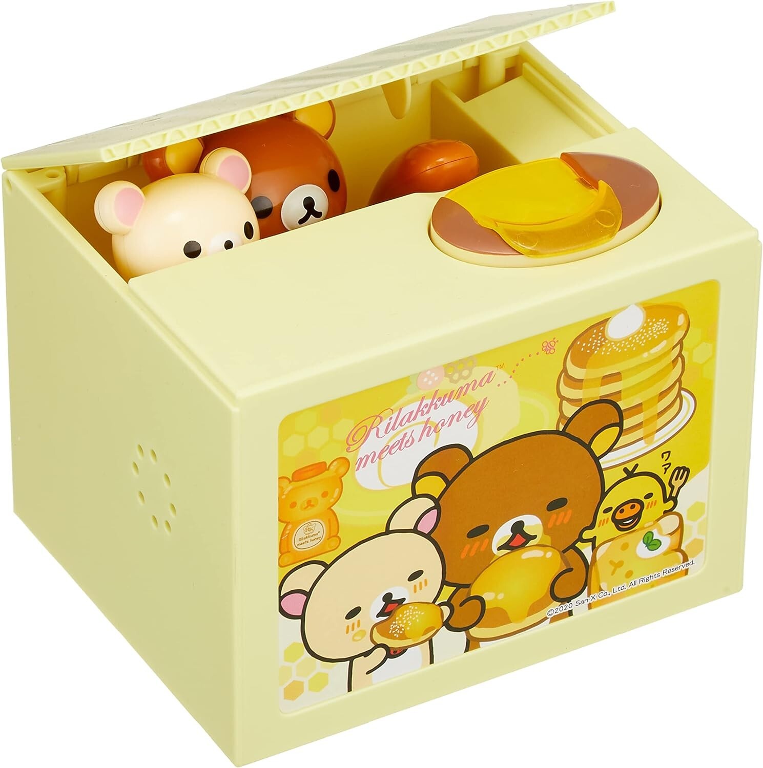 Shine Rilakkuma Bank 10×12×9cm Yellow Piggy Bank NEW From JAPAN