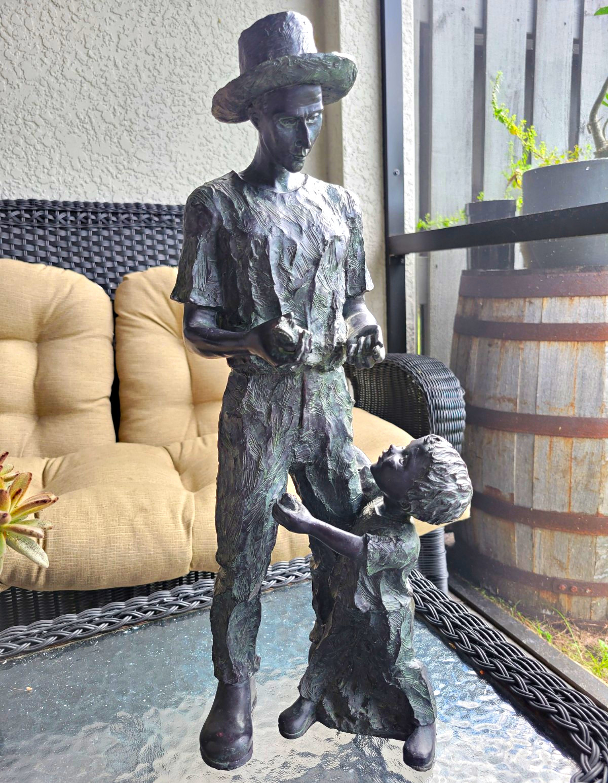Vintage Style Father and Son Bronze Finish Resin Statue Sculpture 21 Inch Vintage Style Father and Son Bronze Finish Resin Statue Sculpture 21 Inch