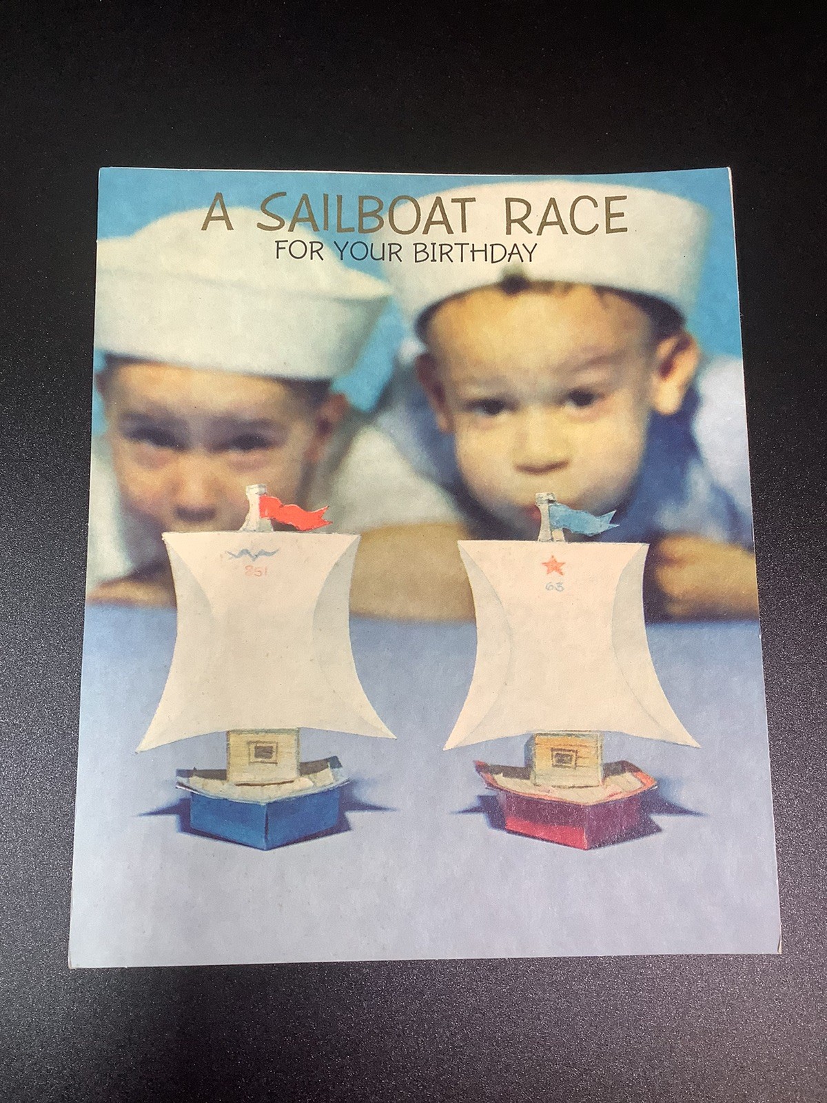 Vintage 1959-60s Ambassador Cards Child Birthday Greeting Punch Out Sailboats