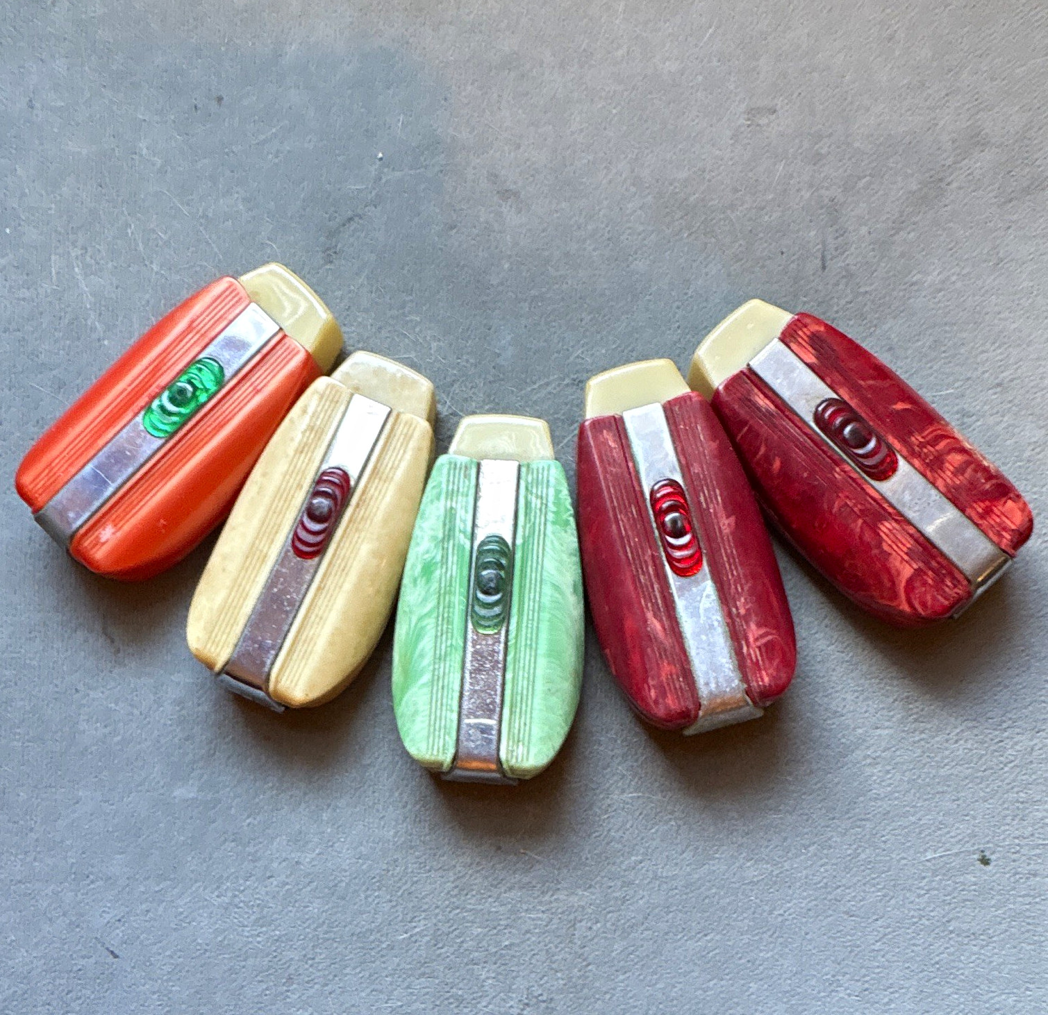 Vintage 1930s Art Deco Catalin Plastic Vest Pocket Purse Flashlight Lot of 5