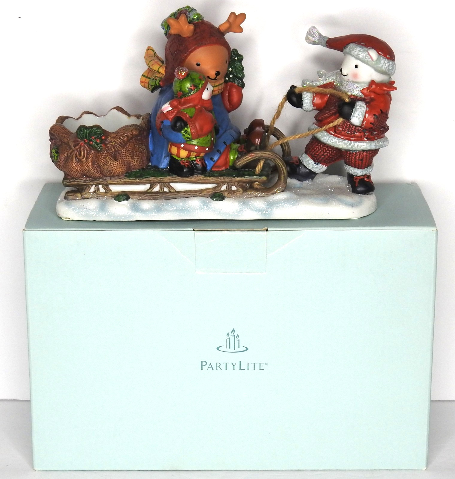 PartyLite Snow Days Sledding Tealight Candle Holder Christmas Sleigh P90405 PartyLite Snow Days Sledding Tealight Candle Holder Christmas Sleigh P90405