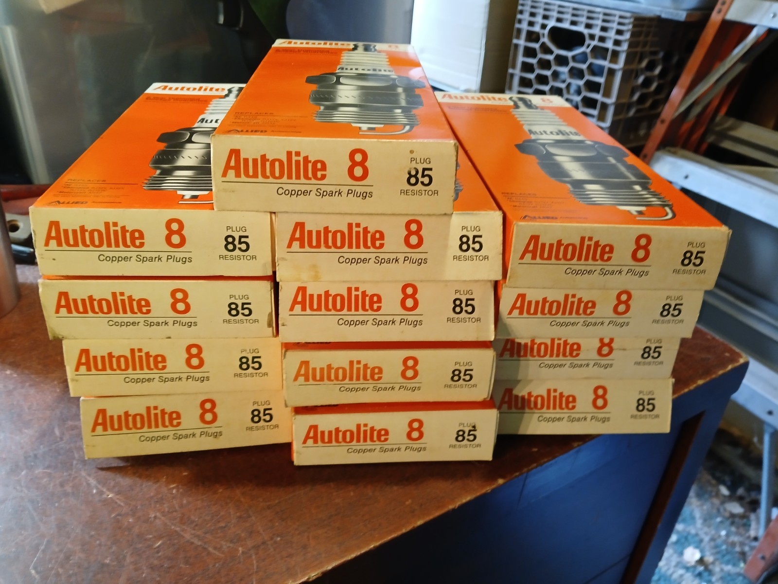 VINTAGE AUTOLITE, NOS Spark Plugs No. 85 - RESISTOR PLUGS, 8 PACKS