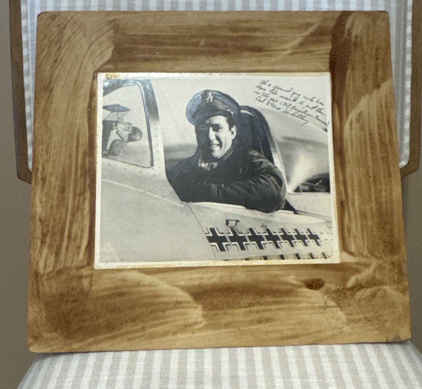 WWII Col David C Schilling Signed P-47 Thunderbolt Pilot Photo USAAF
