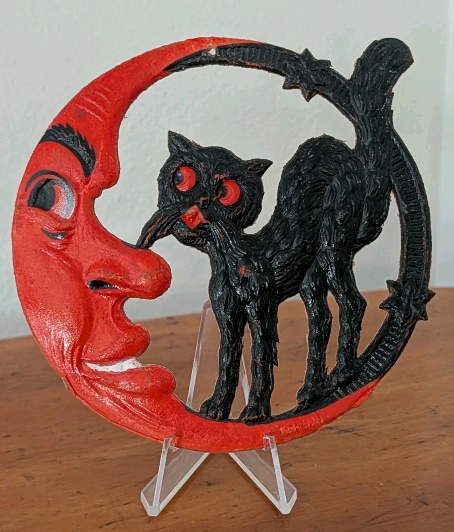1930s Antique Vintage Halloween German Germany Standing Cat Embossed Die Cut 5